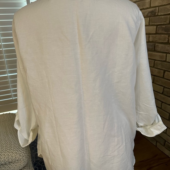 Talbots White Linen-Blend Blouse/Tunic - Picture 4 of 4